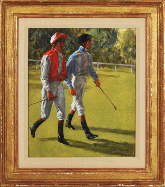 Henry Kohler, ‘Two Jockeys Walking.’ Woodbury Auction image.
